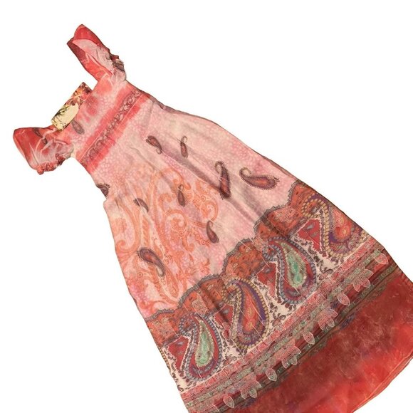 NWT Lapis Pink Paisley Square-Neck Dress one size - Picture 2 of 11